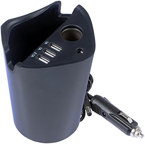 Asbano Car Mobile Phone Charging Cup | USB Charger for ios and Android Devices (4.1 A) 3 USB ports| Phone Charger and Cigarette Lighter