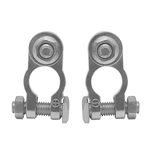 Kangnice 2pc Positive Negative Cargo Type Zinc Coat Battery Terminals Clamp Connectors