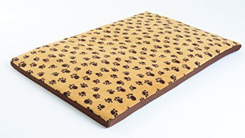 The "ONLY" Waterproof Washable Fleece Kennel Crate Pad Cover on AMAZON; Hypoallergenic, Stain-Resistant Made in USA (Tan Paws w Mocha Brown, Medium; fits 28 x 20 crate)