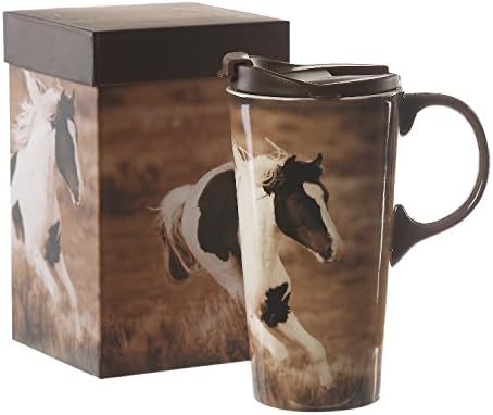 Ivy Home Ceramic Perfect Cup, 17 oz.,Realistic Horse