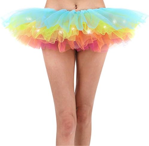 Women LED Light Up Tutu Skirt 5 Layered Tutu Party Skirts for Girls