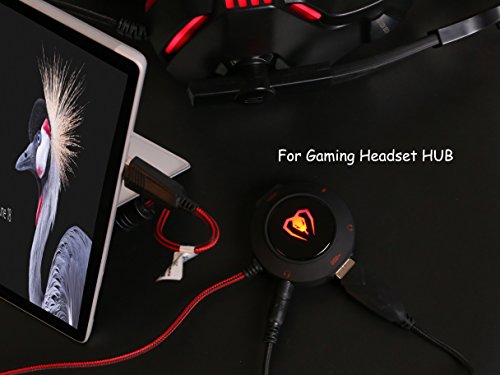 USB-External-Sound-CardBeexcellent-Multifunctional-Usb-Hubs-Noise-Cancelling-Headset-Adapter-with-35mm-Audio-71-Surround-Stereo-Adapter-and-Microphone-Jack-for-Headset-Microphone-Mac-IOS-PCRed