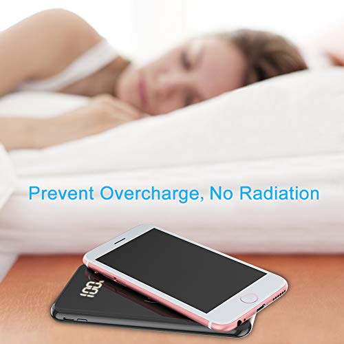 Wireless Charger Power Bank,DYTesa 8000mAH Portable Charger Mirror Surface LCD Digital Screen External Battery with 2.1A Type-C & Micro Dual Input,2.4A Output for Smartphone & Other Device,Black