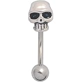 Excepro Eyebrow Rings 16G Stainless Steel Barbells Skull Shape