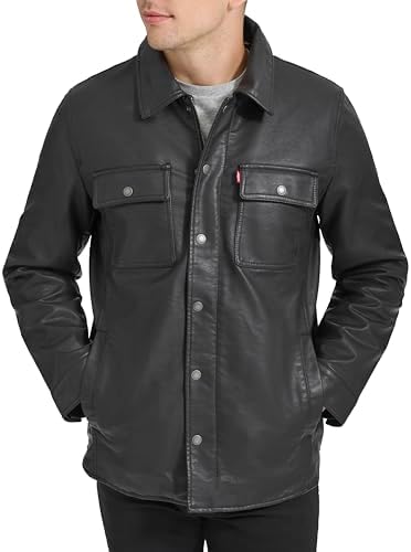 Levi's Men's Faux Leather Modern Trucker Jacket, Black, Small at