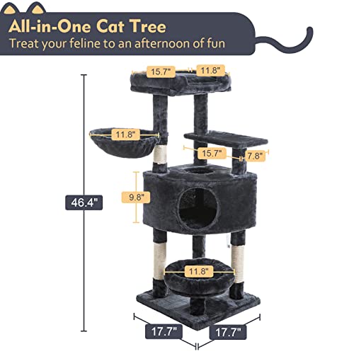 SUPERJARE Cat Tree Equipped with Spacious Condos & Plush Perches, Multi