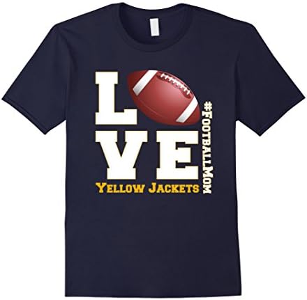Mens Love Football Yellow Jackets Mom T-shirt Medium Navy