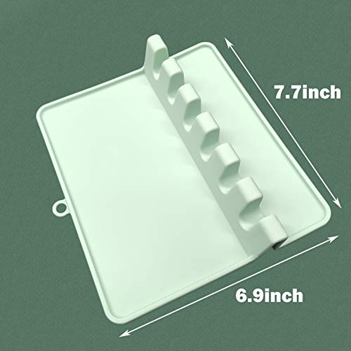 Silicone Spoon Rest for Kitchen Counter,Spoon Holder for Stove Top,Kitchen Utensil Holder with Drip Pad, Cooking Utensil rest with Hang Hole