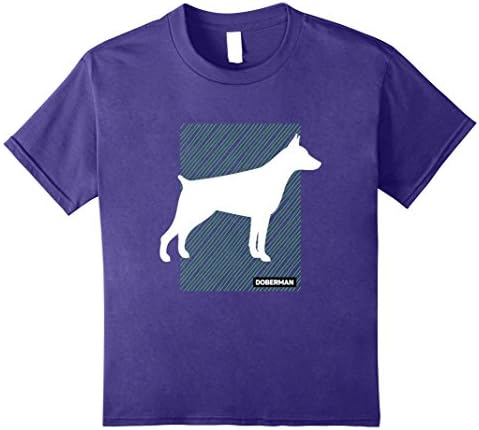 Kids DOBERMAN DOG T-shirt And Green Background 8 Purple