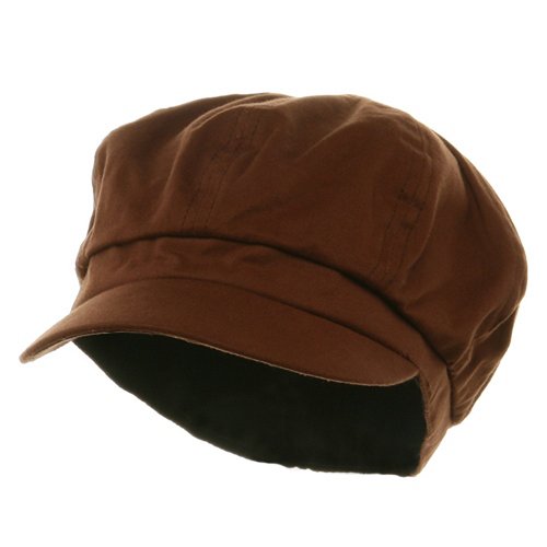 Cotton elastic newsboy cap-brown