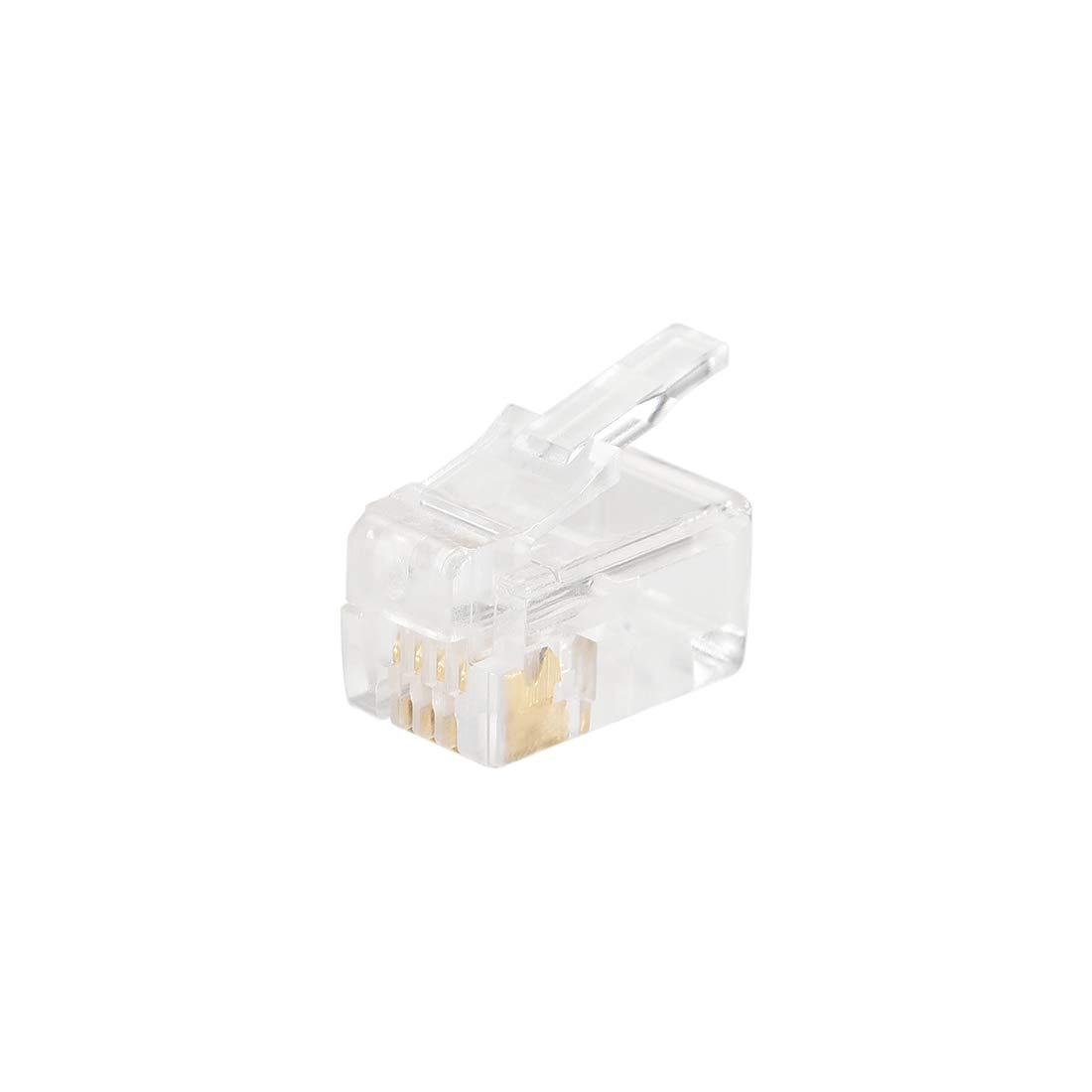 sourcing map Telephone Modular Plug Male RJ11 Connectors, Copper Core 4P4C Clear 100pcs