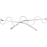 TENDYCOCO Diamond No Lens Glasses Frame Half Frame Rhinestone Squiggly Metal Eyewear for Women Fashion Accessories 6.22X5.51 Inches