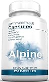 Alpine Nutrition Empty Veggie Capsules Size 00 - 100% Natural Vegetarian - Use with Supplements , Herbs & Essential Oils - 250 Capsules