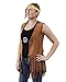 BLUE PANDA 60s 70s Hippie Costume Accessories - 5-Set Vest Headband Glasses Pouch Necklace, Women Size S Brown