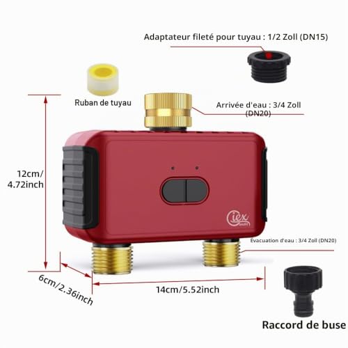 GIEX WiFi Watering Programmer 2 Zones, Intelligent Regulator for Garden Pipes, Compatible with Tuya and Smart Life Apps