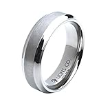 7MM Men's Titanium Ring Wedding Band with Flat Brushed Top and Polished Edges