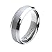 7MM Men's Titanium Ring Wedding Band with Flat Brushed Top and Polished Edges