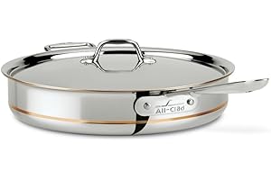 All-Clad 6406 SS Copper Core 5-Ply Bonded Dishwasher Safe Saute Pan with Lid/Cookware, 6-Quart, Silver