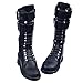 MagiDeal Black 1/6 Scale lace Up Buckle Flat Long Boots Shoes for 12 inch Female Action Figure Body