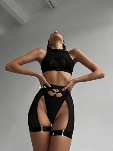 sexy hot dessous Bodystocking Women Black Nylon Cut Out Sexy Hot Lingerie main image 0