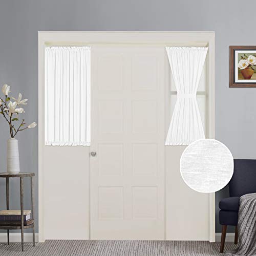 White Patio Door Curtain Panels Energy Saving Easy Care Short