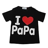 Zhengpin I Love Papa Mama Summer Baby Clothes Unisex Boy Girl Short Sleeve Cotton T-shirt (M(10-12Months), BlackA)