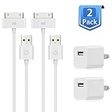 Travalo 5W USB Power Adapter with 30 pin 6 Feet Sync and Charging Cable -2 Pack