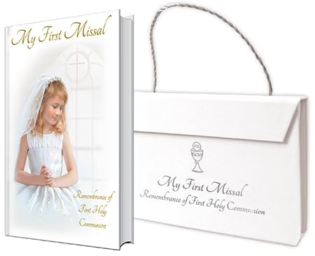 My First Holy Communion Keepsake Carry Case Bag with Hardback Missal and a Prayer Card/Book Mark. Perfect for a Girl's Special Day