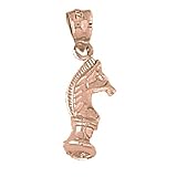 PendantObsession's Rose Gold-plated 925 Sterling Silver 23mm Chess Knight Charm Pendant