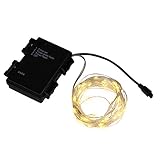 BZONE Battery Operated Warm White LED Rope Light Mini LED String Light Copper Wire Fairy Lights with Timer Function and Remote Controller, 5m 50 LEDs