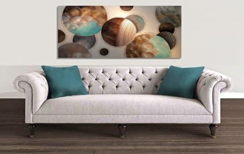 Original abstract painting, bronze, turquoise Galaxy wall painting on canvas, large modern art with shimmering elements and heavy textures
