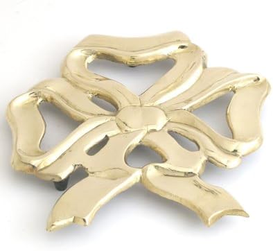 Liards Brass Bow Trivet. 6" D Hot Plate Holder. - Set of 2