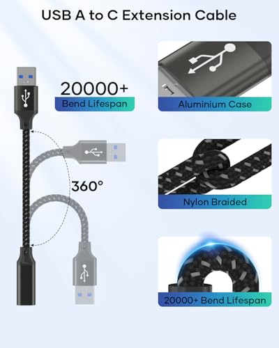 layajia Adaptador USB Tipo C a USB 3.0, Cable OTG Tipo-C Macho a USB Hembra Convertidor Compatible con iPhone 17/16/15 Pro MAX, iPad Mini/Pro, MacBook Pro/Air, Samsung Galaxy S25-0,5m