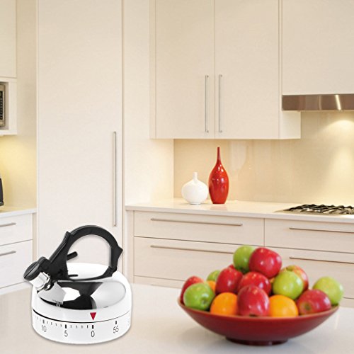 Qisuw Kitchen Cooking 60-Minute Countdown Mechanical Alarm Timer Clock Kettle Shape
