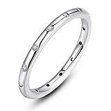 AllenCOCO 2.5mm 925 Sterling Silver CZ Simulated Diamond Stackable Ring Eternity Bands for Women