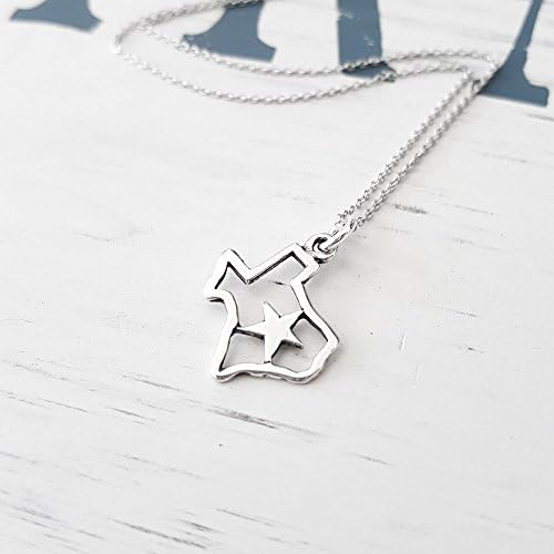 Sterling Silver Texas with Star Pendant Necklace 16"
