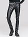 Devil Fashion Men's Stretch Tight PU Leather Pants Gothic Black Slim Trousers Chaparajos (L)