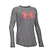 Under Armour Kids Girl's UA Big Logo Long Sleeve Tee (Big Kids) True Gray Heather/After Burn MD (10-12 Big Kids)
