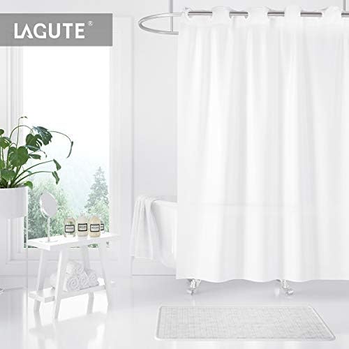 Lagute Hotel PEVA Shower Curtain or Liner, No Hooks Needed, Waterproof, Machine Washable, Use Alone or with Fabric Curtain, 71 x 74-Frosted White