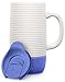Ello Jane Ceramic Travel Mug with Handle, Splash-Resistant Slider Lid and Built in Coaster, Perfect for Coffee and Tea, BPA Free, Dishwasher Safe, Denim, 18oz