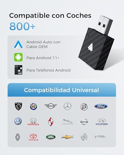 WityEye Wireless Android Auto Adapter, AA Wireless for Android Smartphone 11+, Bluetooth V5.3, Dual Core WLAN to 5.8GHz, High Speed and Stable
