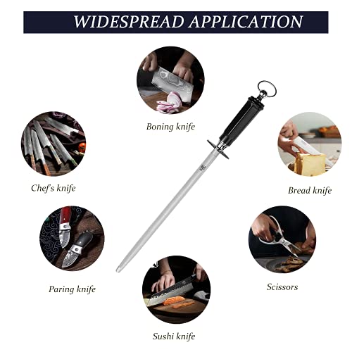 MITSUMOTO SAKARI 10 inch Knife Sharpening Steel Honing Rod, Japanese