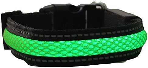 Green Jaguar Mesh Led Light Dog Collar Rechargeable (Large, Green)