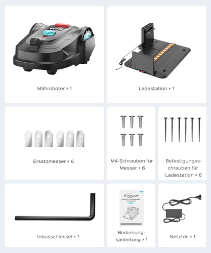 YARDCARE M800Plus Robotic Lawnmower without Boundary Cable up to 800 m², U-shaped Cutting, GPS Positioning + AI Vision Lawn Mower Robot, App Control, 150 Obstacle Avoidance (Black and Blue)