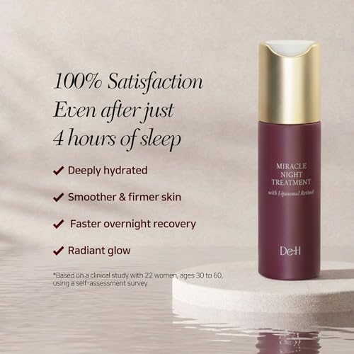 De:H Miracle Night Treatment with Liposomal Retinol, Melatonin & Peptides | Intensive Serum | Premium K-Beauty Derma Skincare | Firming, Fine Lines & Radiant Glow | 1.01 Fl Oz (30ml)