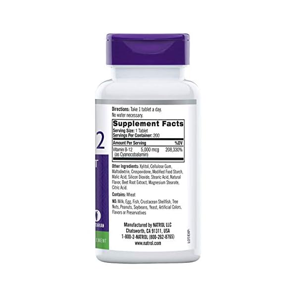 Natrol Vitamin B12 Fast Dissolve Tablets, Promotes Energy, Supports a