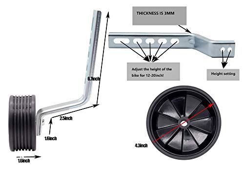 MOSHAY Bicycle Training Wheels Fits 16 18 20 22 24 inch Kids Variable Bike (c-Black) - Thumbnail 3