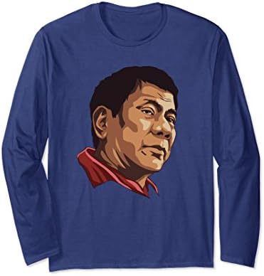 Unisex Duterte Face Long Sleeve Pinoy DU30 Proud Supporter Shirt Small Navy