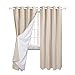 Amazon Basics Room Darkening Blackout Window Curtain with Grommets, Energy Saving, Noise Reducing, 100% Blackout, for Living Room and Bedroom, 52 x 84 inches, Beige, 2 Panels