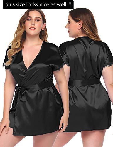 2 Avidlove+Satin+Short+Silky+Bathrobes